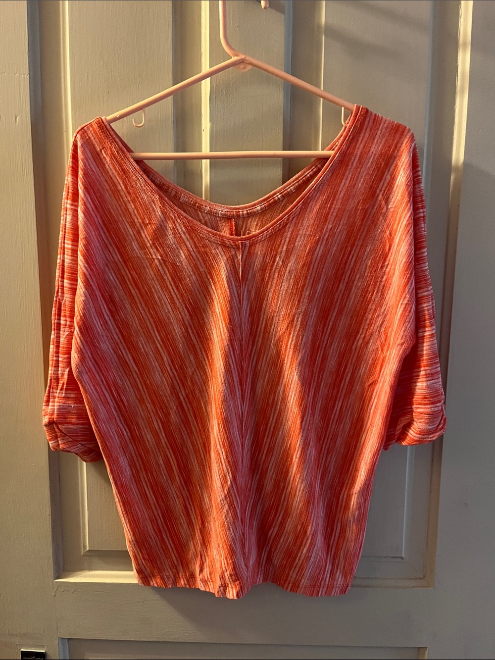 LOFT Orange Multistripe Dolman Sleeve Top